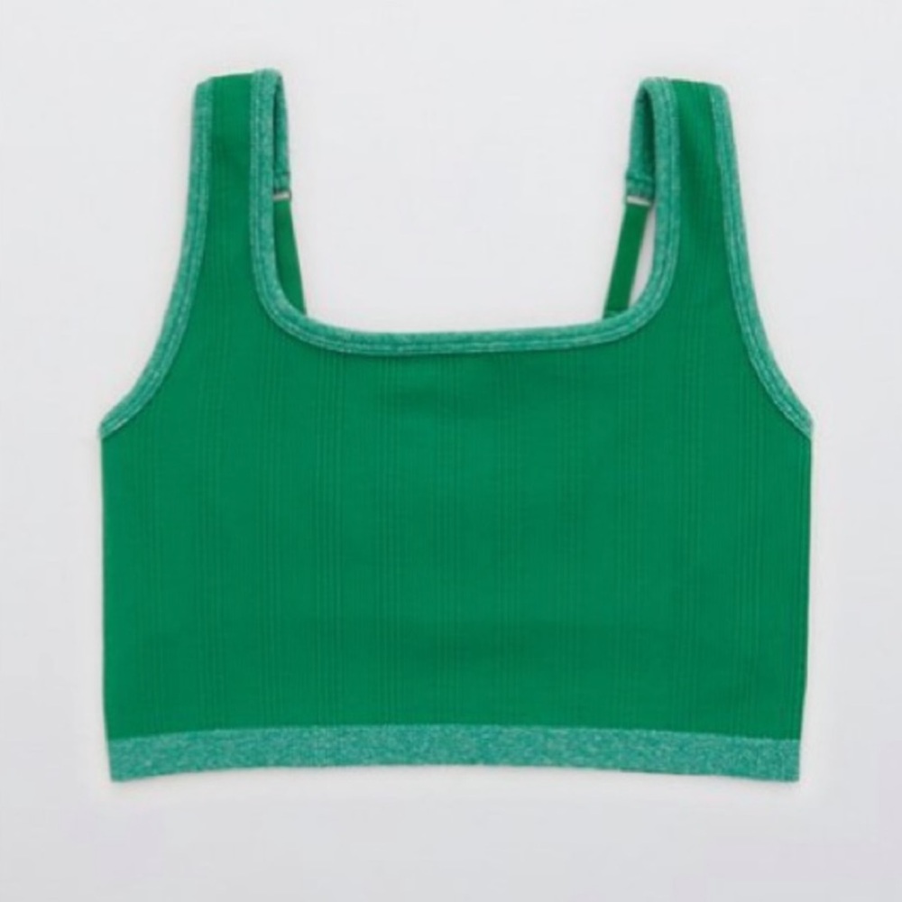 ☘️Aerie green seamless heather sport bra